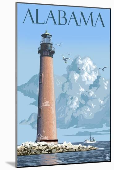 Alabama - Lighthouse-Lantern Press-Mounted Art Print