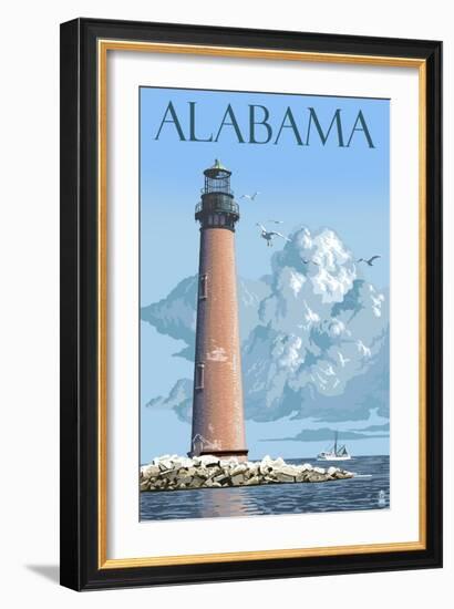 Alabama - Lighthouse-Lantern Press-Framed Art Print