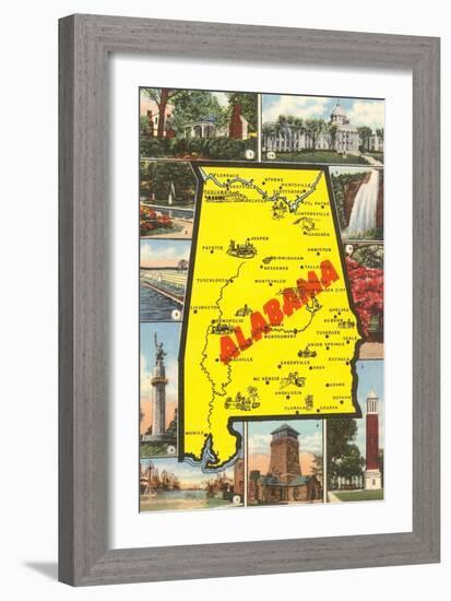 Alabama Map and Scenes-null-Framed Art Print