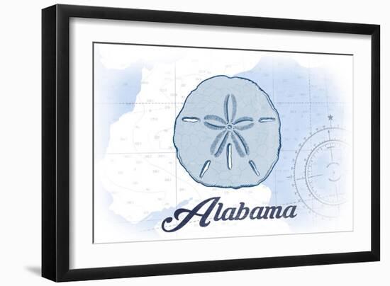 Alabama - Sand Dollar - Blue - Coastal Icon-Lantern Press-Framed Art Print