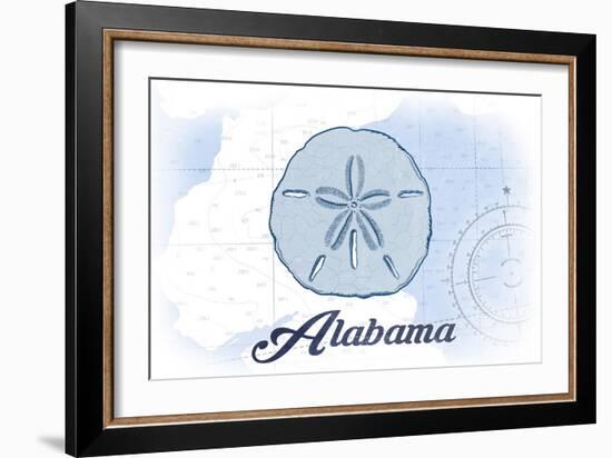 Alabama - Sand Dollar - Blue - Coastal Icon-Lantern Press-Framed Art Print