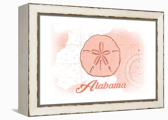 Alabama - Sand Dollar - Coral - Coastal Icon-Lantern Press-Framed Stretched Canvas