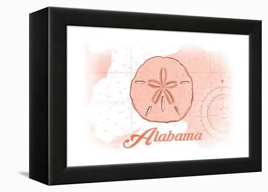 Alabama - Sand Dollar - Coral - Coastal Icon-Lantern Press-Framed Stretched Canvas