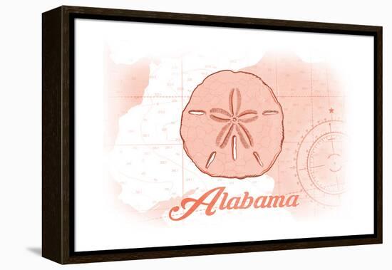 Alabama - Sand Dollar - Coral - Coastal Icon-Lantern Press-Framed Stretched Canvas