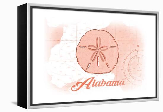 Alabama - Sand Dollar - Coral - Coastal Icon-Lantern Press-Framed Stretched Canvas