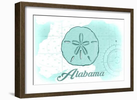 Alabama - Sand Dollar - Teal - Coastal Icon-Lantern Press-Framed Art Print