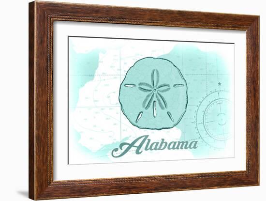 Alabama - Sand Dollar - Teal - Coastal Icon-Lantern Press-Framed Art Print