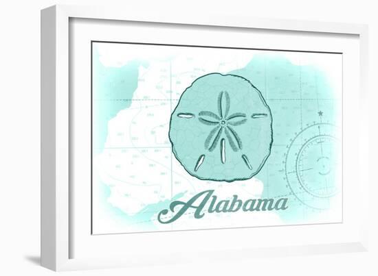 Alabama - Sand Dollar - Teal - Coastal Icon-Lantern Press-Framed Art Print