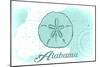 Alabama - Sand Dollar - Teal - Coastal Icon-Lantern Press-Mounted Art Print