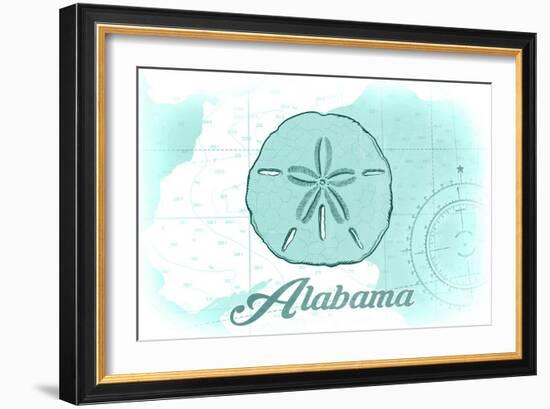 Alabama - Sand Dollar - Teal - Coastal Icon-Lantern Press-Framed Art Print