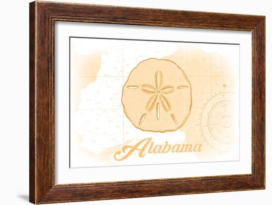 Alabama - Sand Dollar - Yellow - Coastal Icon-Lantern Press-Framed Art Print