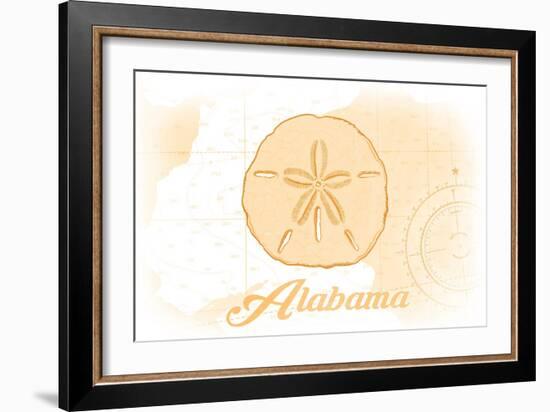 Alabama - Sand Dollar - Yellow - Coastal Icon-Lantern Press-Framed Art Print