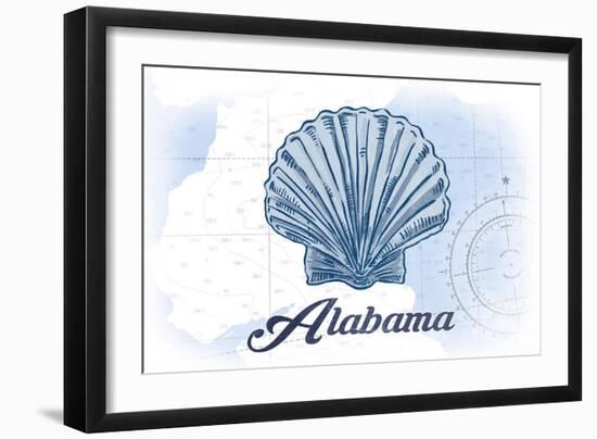 Alabama - Scallop Shell - Blue - Coastal Icon-Lantern Press-Framed Art Print