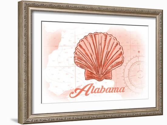 Alabama - Scallop Shell - Coral - Coastal Icon-Lantern Press-Framed Art Print