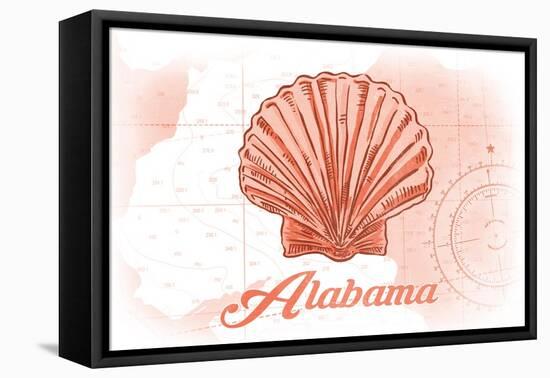 Alabama - Scallop Shell - Coral - Coastal Icon-Lantern Press-Framed Stretched Canvas