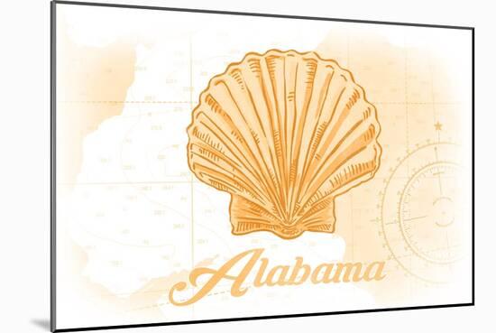 Alabama - Scallop Shell - Yellow - Coastal Icon-Lantern Press-Mounted Art Print