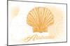 Alabama - Scallop Shell - Yellow - Coastal Icon-Lantern Press-Mounted Art Print