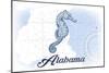 Alabama - Seahorse - Blue - Coastal Icon-Lantern Press-Mounted Art Print