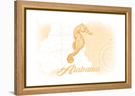 Alabama - Seahorse - Yellow - Coastal Icon-Lantern Press-Framed Stretched Canvas