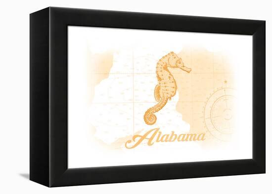 Alabama - Seahorse - Yellow - Coastal Icon-Lantern Press-Framed Stretched Canvas