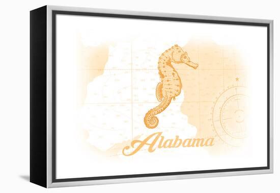 Alabama - Seahorse - Yellow - Coastal Icon-Lantern Press-Framed Stretched Canvas