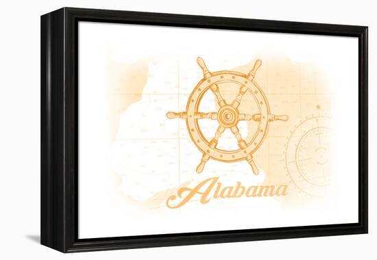 Alabama - Ship Wheel - Yellow - Coastal Icon-Lantern Press-Framed Stretched Canvas