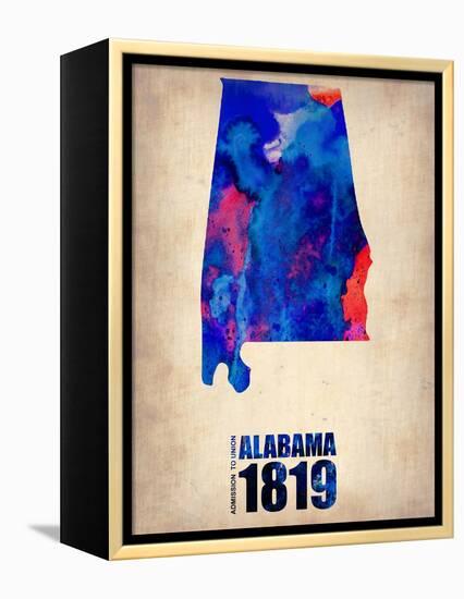 Alabama Watercolor Map-NaxArt-Framed Stretched Canvas