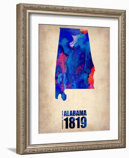 Alabama Watercolor Map-NaxArt-Framed Art Print