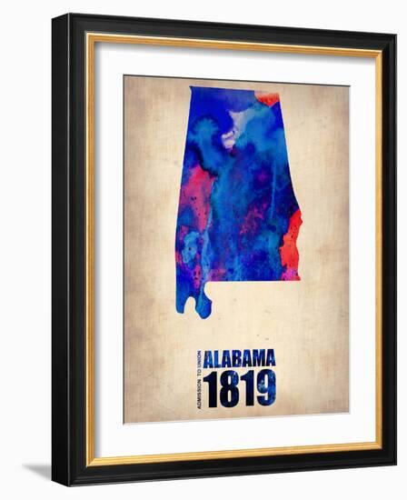 Alabama Watercolor Map-NaxArt-Framed Art Print