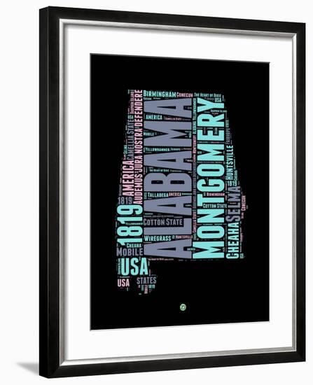 Alabama Word Cloud 1-NaxArt-Framed Art Print