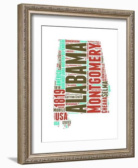 Alabama Word Cloud Map-NaxArt-Framed Art Print