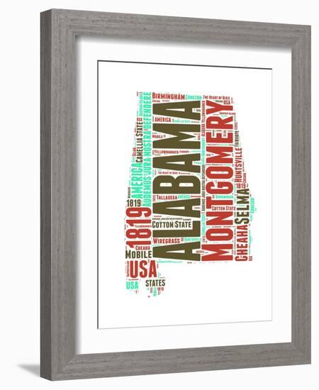 Alabama Word Cloud Map-NaxArt-Framed Art Print