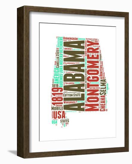 Alabama Word Cloud Map-NaxArt-Framed Art Print