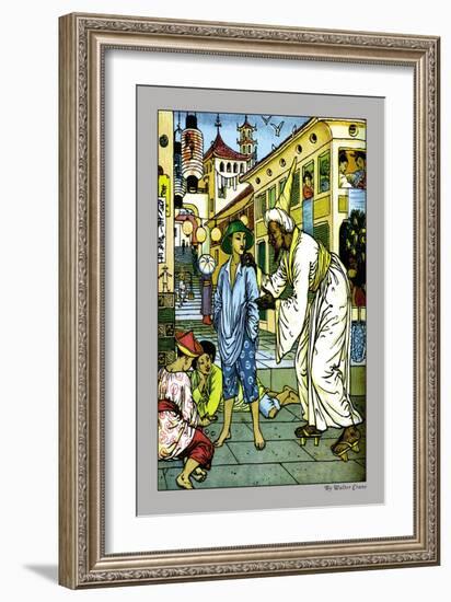 Aladdin Accosted By Magician, c.1878-Walter Crane-Framed Art Print