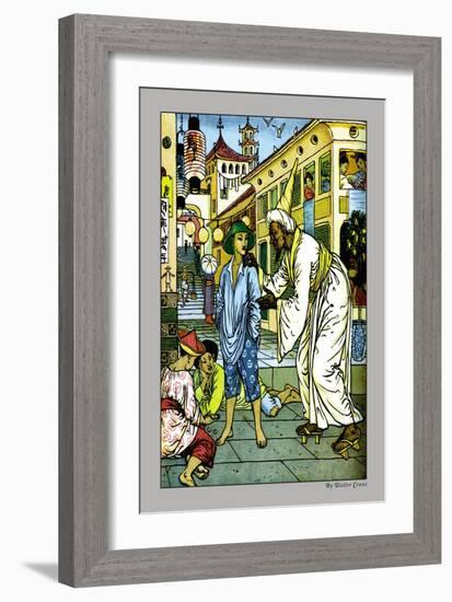 Aladdin Accosted By Magician, c.1878-Walter Crane-Framed Art Print