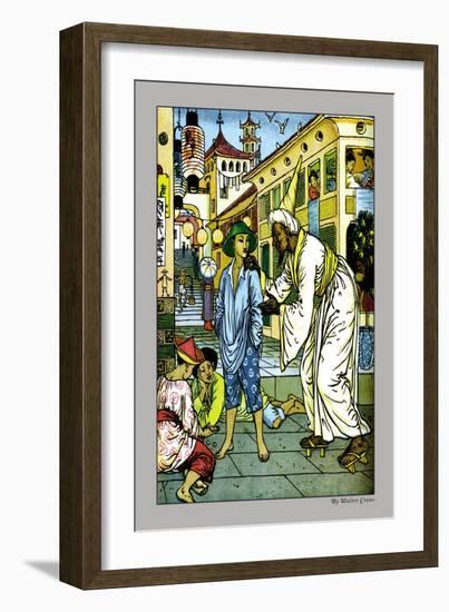 Aladdin Accosted By Magician, c.1878-Walter Crane-Framed Art Print