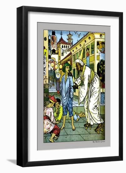 Aladdin Accosted By Magician, c.1878-Walter Crane-Framed Art Print