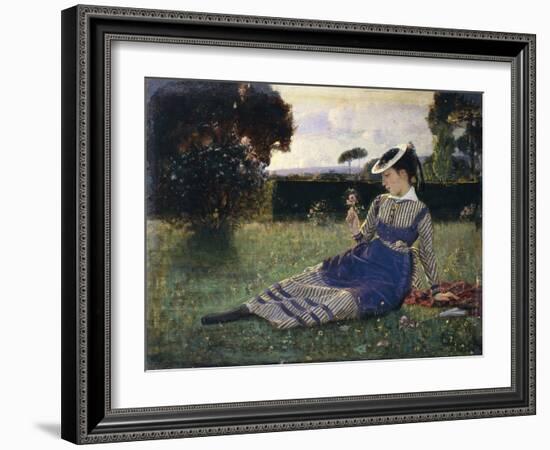 Alaide in Garden, 1867-Cristiano Banti-Framed Giclee Print