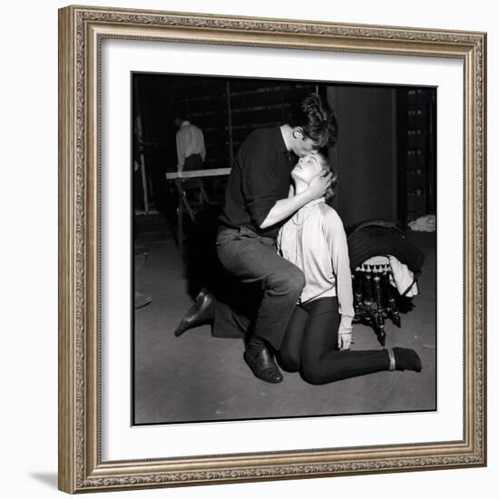 Alain Delon and Romy Schneider Kissing-Marcel Begoin-Framed Photographic Print