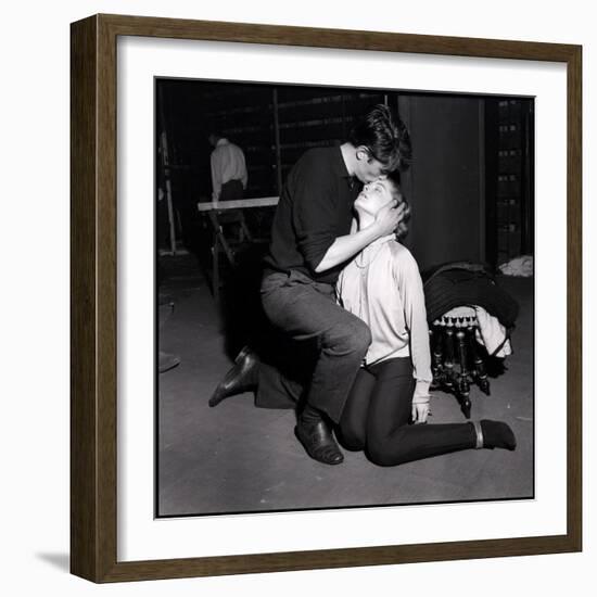 Alain Delon and Romy Schneider Kissing-Marcel Begoin-Framed Photographic Print