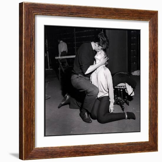 Alain Delon and Romy Schneider Kissing-Marcel Begoin-Framed Photographic Print