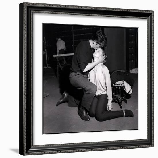 Alain Delon and Romy Schneider Kissing-Marcel Begoin-Framed Photographic Print