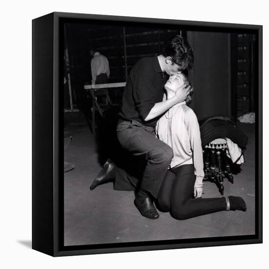 Alain Delon and Romy Schneider Kissing-Marcel Begoin-Framed Premier Image Canvas