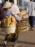 Woman Carrying Baskets of French Bread, Talaat Sao Market in Vientiane, Laos, Southeast Asia-Alain Evrard-Photographic Print