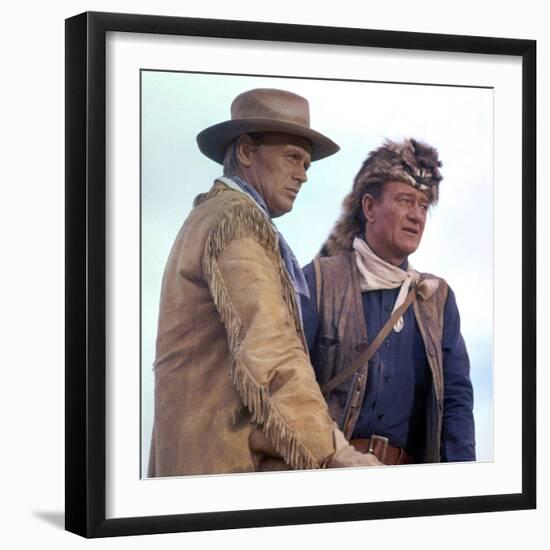 Alamo by JohnWayne with Richard Widmark and John Wayne, 1960 (photo)-null-Framed Photo