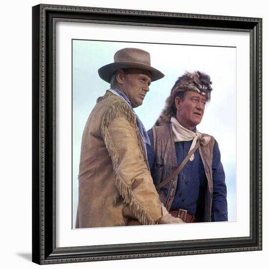 Alamo by JohnWayne with Richard Widmark and John Wayne, 1960 (photo)-null-Framed Photo