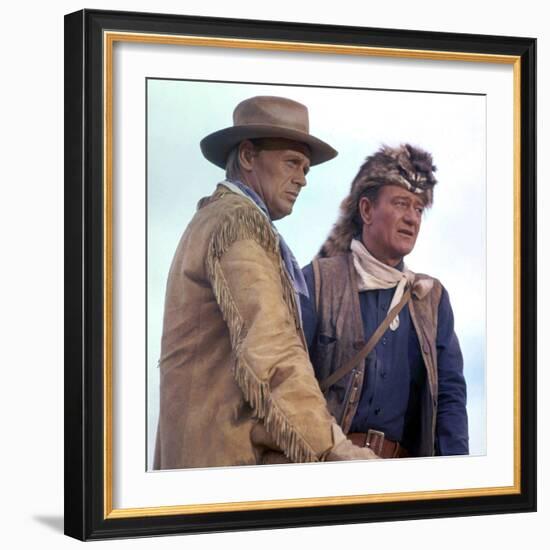 Alamo by JohnWayne with Richard Widmark and John Wayne, 1960 (photo)-null-Framed Photo