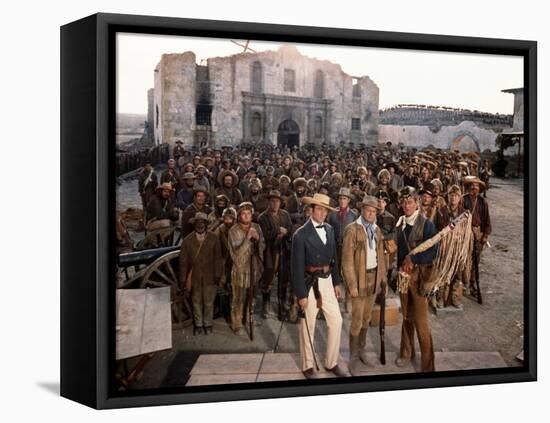 Alamo by JohnWayne with Richard Widmark, John Wayne and Laurence Harvey, 1960 (photo)-null-Framed Stretched Canvas