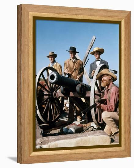 Alamo by JohnWayne with Richard Widmark, John Wayne and Laurence Harvey, 1960 (photo)-null-Framed Stretched Canvas
