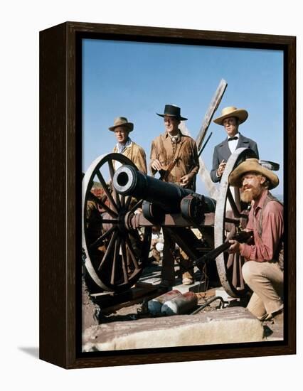 Alamo by JohnWayne with Richard Widmark, John Wayne and Laurence Harvey, 1960 (photo)-null-Framed Stretched Canvas